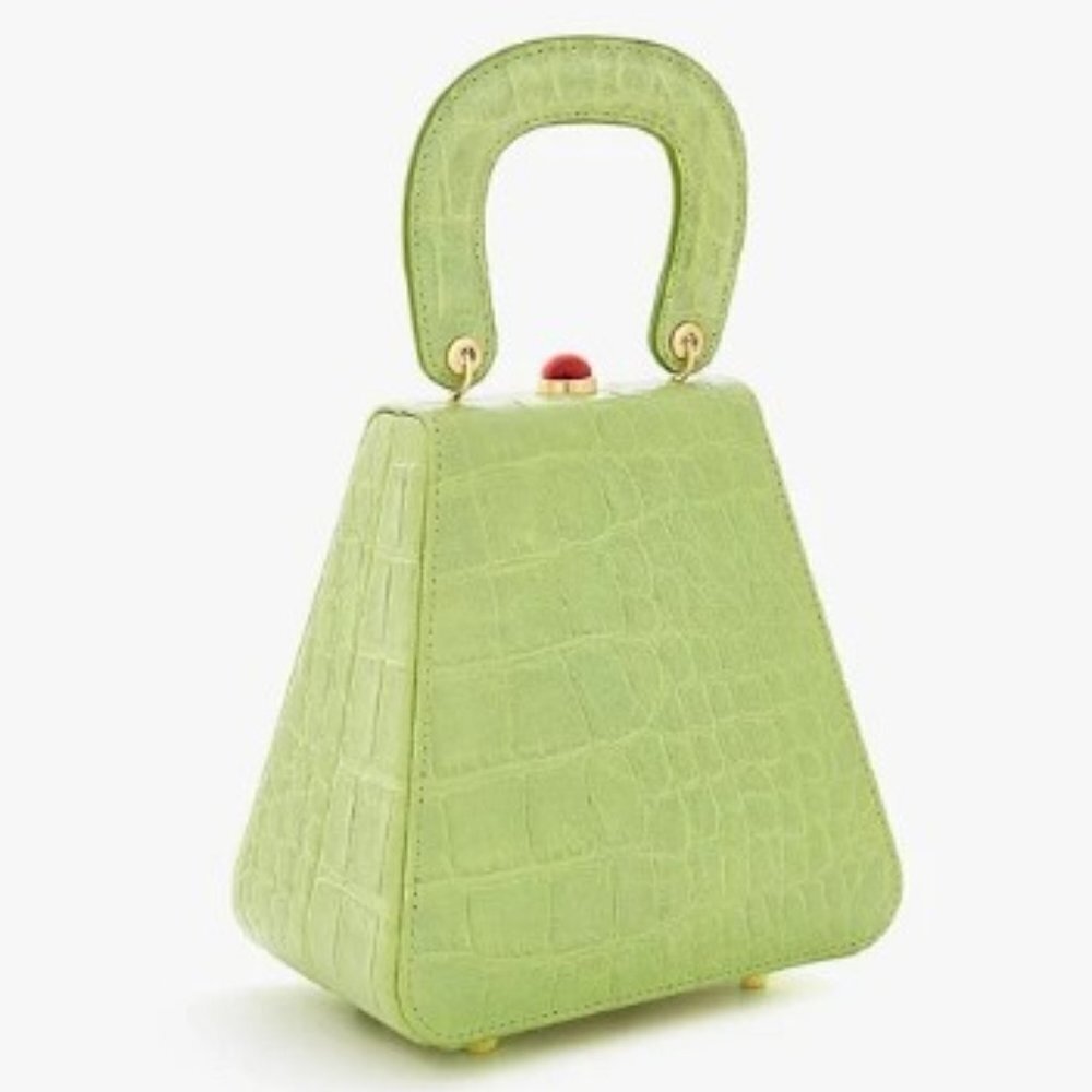 💕STAUD💕 Kenny Bag Pistachio Crocodile Embossed - Picture 9 of 16